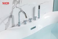 Baignoire autoportante en acrylique de forme ovale moderne de 1.8m avec drain et robinet pour la salle de bain de la maison ou de l'hôtel