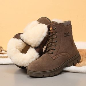Bottes d'hiver pour hommes, marron foncé, doublées de fourrure, à talon moyen, pour le froid, pour le nord-est de Chine - Product Image 1