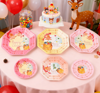 Ensemble de vaisselle en papier jetable personnalisée, écologique, à motifs mignons, pour Noël et les fêtes - pour les fêtes et les banquets