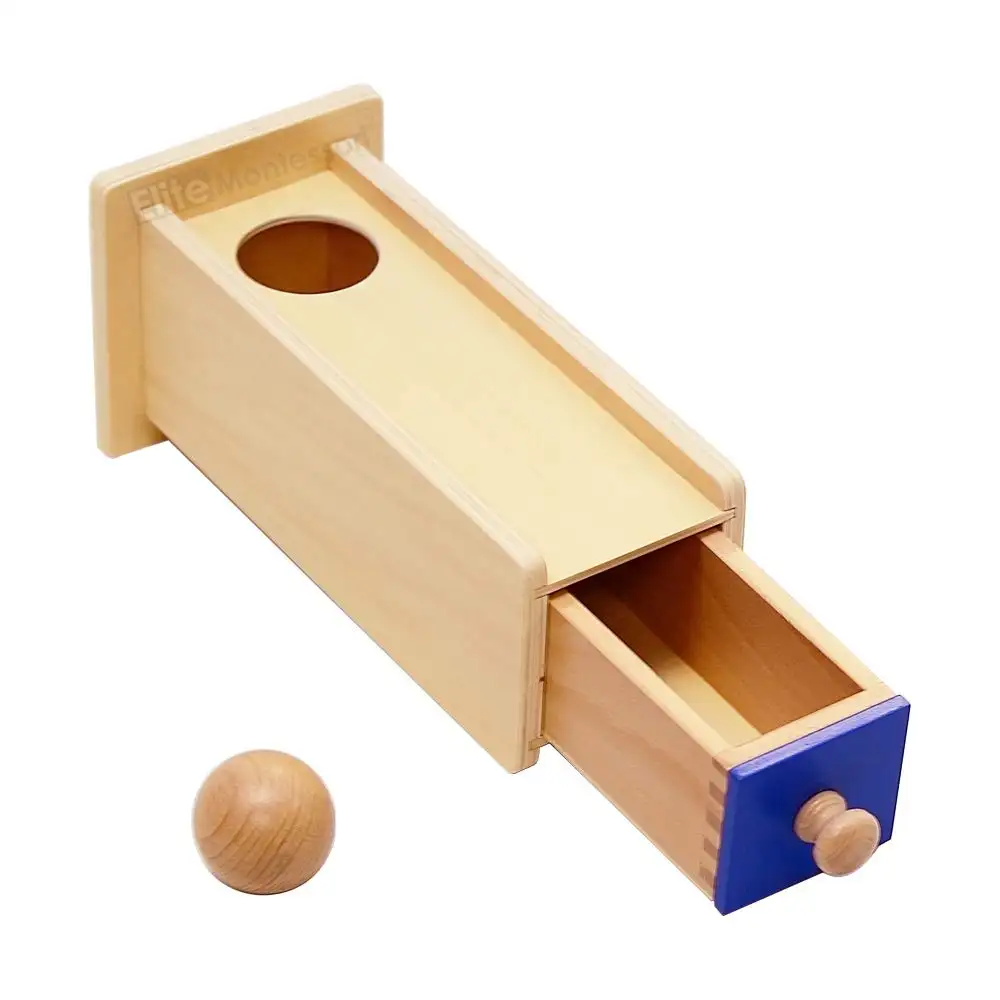 Oggetto Permanence scatola di legno con cassetto giocattolo per bambini piccoli e bambini in età prescolare