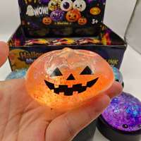 Jouet Squishy Halloween en forme de boulette, boîte ronde, paillettes, pain de maltose, fantôme, chauve-souris, citrouille, monstre, à rebond lent, sensoriel, anti-stress, cadeau pour enfants