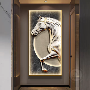 Moderno Luxo High-end Cavalo Elemento Design LED Wall Art Sala Home Office Hand-set Diamante <span class=keywords><strong>3D</strong></span> Cristal Porcelana Pintura - Product Image 3