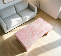 Table basse en onyx rose Newstar, meubles de salon modernes, table basse en pierre, table basse en onyx de luxe