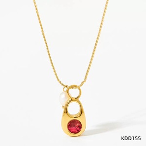 Collier pendentif en zircon plaqué or avec perle et breloque en pierre CZ, idéal pour mariage ou cadeau - Product Image 2