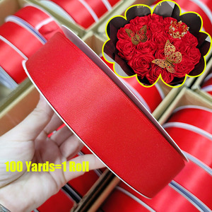 Nastro in Poliestere di Alta Qualità, Colore Rosa, 100% Poliestere, Larghezza 1,5 Pollici (4 cm), 100 Iarde/Rotolo per Rose e Fiori - Product Image 2