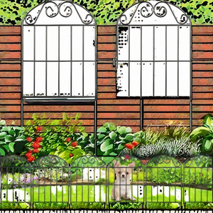 Clôture de jardin en métal arqué antirouille en gros, panneaux de clôture en fer à insérer dans le sol, 33 x 43 cm, noir, pour parterres de fleurs, pelouse, extérieur - Product Image 2