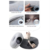 Série Signature CHUUYU PET |   Lit tunnel pour chat moderne en feutre solide et écologique - Détachable, résistant aux griffures, tunnel-caverne en forme de donut