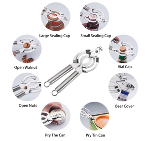 Ouvre-bocal en métal, outil à levier, ouvre-bouteille multifonctionnel <span class=keywords><strong>pour</strong></span> mains faibles, en acier inoxydable - Product Image 2