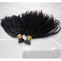 Rambut I Tip Keratin Pre-Bonded 12A Remy Grade Raw Indian Double Drawn Virgin Bebas Kimia Lembut Halus Afro Kinky Curly