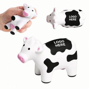 Pelota de Vaca de Dibujos Animados Blanca con Logotipo Personalizado, Juguete Antiestrés de Espuma Suave con Forma de Animal para Actividades Promocionales - Product Image 1