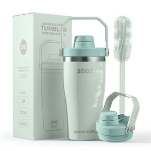 Mug isotherme en acier inoxydable 304 sans BPA, à large ouverture, 20 oz, anti-fuite, avec poignée portable - Product Image 1