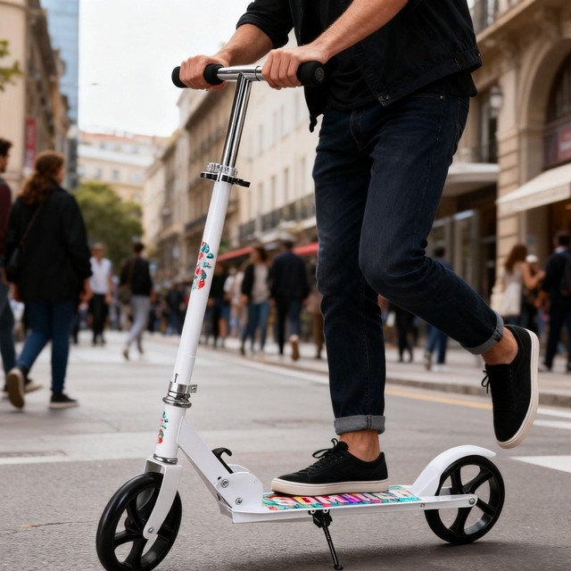Kids 2 Wheel Kick Scooter,Adjustable Handlebar, Rear Brake, Easy-Folding Kids Scooter