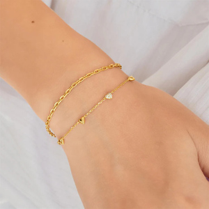 <span class=keywords><strong>Bracelet</strong></span> en <span class=keywords><strong>argent</strong></span> sterling 925 tendance avec cœur gonflé pavé <span class=keywords><strong>d</strong></span>'<span class=keywords><strong>or</strong></span>, bijou de mode pour cadeaux et soirées, pour femmes - Product Image 2