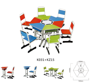 Meubles de classe scolaire modernes et écologiques de bonne qualité GUANGWEI, <span class=keywords><strong>table</strong></span> et chaise de groupe trapézoïdale, hauteur réglable pour les élèves - Product Image 4