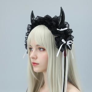 H0010 Halloween Lolita Gothic Tuyệt Đẹp Hairband Đa Năng Cosplay Mũ Đầu Phong Cách Nhật Bản Cô Gái Tuổi Teen Tóc Đen Clip - Product Image 1