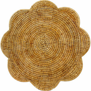 Manteles individuales de ratán, cargadores de mimbre bohemios resistentes al calor con flores para platos de cena, manteles tejidos a mano para mesa de comedor del hogar - Product Image 1