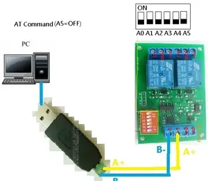 لوحة مرحل UART منفذ تسلسلي موديل 12 فولت تيار مباشر 2 Ch RS485 وحدة مفتاح القيادة Modbus AT للتحكم الآلي للمنزل الذكي PLC والصناعة الأتوماتيكية - Product Image 2