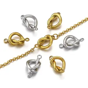 HOYO Stainless steel gold plated double hole heart connector pendant diy necklace earrings heart charms for jewelry making