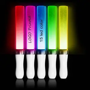 Custom LOGO printed 15 color led light up glowing flashing electric concert party fans stick