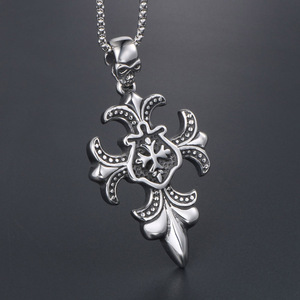 Pendentif croix en forme de crâne en acier titane pour hommes, collier vintage <span class=keywords><strong>SP530</strong></span> - Product Image 2