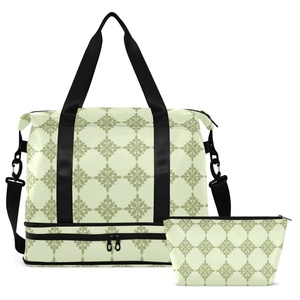 2PCS Foldable Collapsable <b>Luggage</b> Set Expandable Weekender Bag Hawaiian Quilted Flower Custom Duffle Bag with Trolley Sleeve - Product Image 2