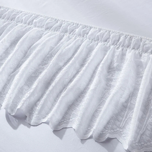 Jupe de lit de qualité supérieure 100 % microfibre 300 fils/cm² imperméable, écologique, style classique, plis élastiques, dentelle, logo personnalisé - Product Image 4