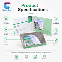 Superlieur Écran LCD numérique 2,4 pouces pour brochure vidéo, carte d'invitation de mariage vierge personnalisée, carte cadeau, carte de vœux avec fonction de lecture
