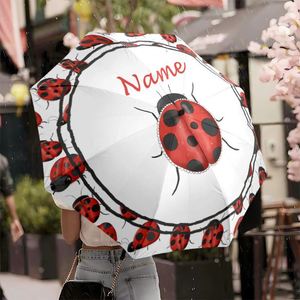1 Parapluie Pliant Personnalisé avec Nom et Photo de Coccinelle pour Jardin, Sans Minimum de Commande, Cadeau Mignon, Commande Unique - Product Image 3