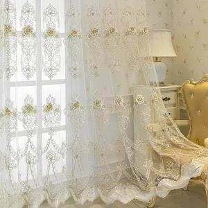 Elegante bianco <span class=keywords><strong>francese</strong></span> ricamato Vintage <span class=keywords><strong>tende</strong></span> di <span class=keywords><strong>pizzo</strong></span> a fiori per soggiorno camera da letto vetrata decorazione 1PC - Product Image 3