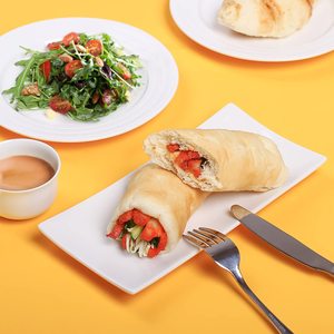 Plato de servir rectangular Blanco japonés, Juego de 4 platos de servir para pasteles de Sushi, postres, platos de cena de porcelana para <span class=keywords><strong>Restau</strong></span> de 25,4 cm - Product Image 2