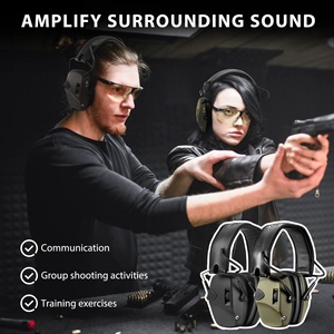 Protection auditive tactique électronique pour le tir, casque de tir, protège-oreilles pour le tir, design pliable avec coussinets d'oreille de remplacement - Product Image 3