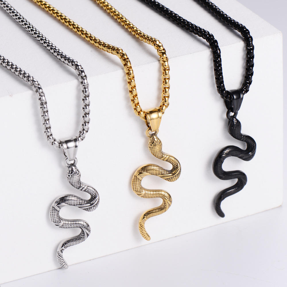Stainless Steel Snake Necklace Gothic Fashion Jewelry