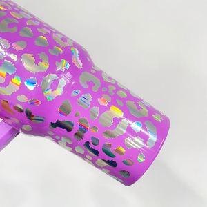 Custom logo Adventure <b>Vinyl</b> <b>Wrap</b> Decal Double Walled Stainless Steel Tumbler Holographic Leopard 40oz Mugs Tumblers - Product Image 3