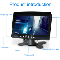 CCENTEN Moniteur 7 pouces avec couvercle pare-soleil Kit de moniteur de recul HD Rétroviseur avec caméra adapté à divers véhicules