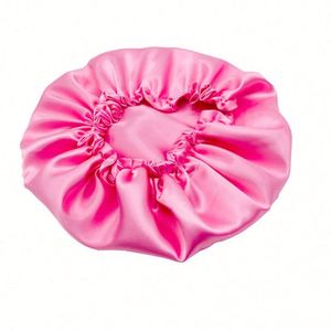 Bonnet de nuit en satin noir 36 cm pour femme, double couche, large bande, avec ouverture pour queue de cheval, 24 couleurs, logo personnalisé, vente en gros - Product Image 3