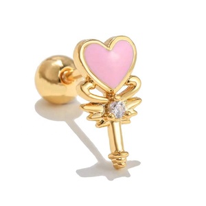 Gaby New Heart Cartílago Pendiente Lindo Pink Brass <span class=keywords><strong>Helix</strong></span> Piercing Ear Studs Wedding Party Jewelry para regalos - Product Image 3