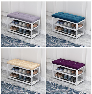 Étagère à chaussures pour porte <span class=keywords><strong>de</strong></span> <span class=keywords><strong>maison</strong></span> simple rangement multicouche armoire à chaussures peut s'asseoir sac souple en fer tabouret à chaussures multifonctionnel - Product Image 6