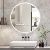 Miroir mural rond à LED personnalisé avec écran tactile intelligent Bluetooth pour salle de bain