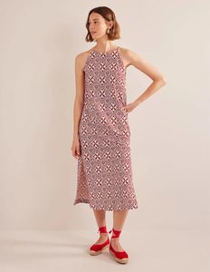 Abito estivo in cotone 100% a trama grossa, stile britannico, lunghezza media, stampato, <span class=keywords><strong>con</strong></span> orlo a <span class=keywords><strong>spacco</strong></span>, silhouette dritta, casual e senza sforzo - Product Image 1