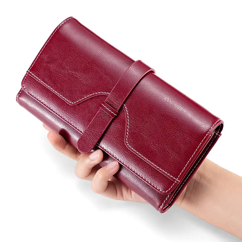 2024 neue mode damen lange brieftasche vintage retro große kapazität lederhülle tasche kann handy setzen