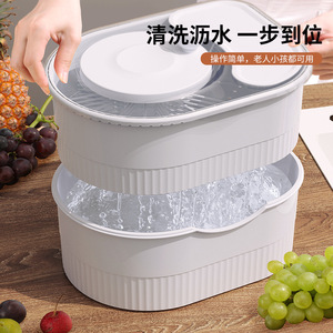 เครื่องล้างผักและผลไม้แบบหมุนมือ สีขาวและชมพู สำหรับใช้ในครัว - Product Image 2