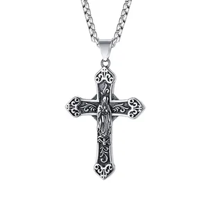 Religiöser Schmuck neue Edelstahl Kreuz Anhänger Persönlichkeit trend Männer All-Match-Hip-Hop-Halskette