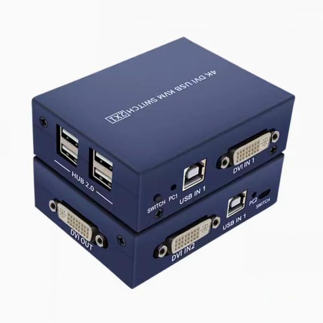 DVI KVM Switch 2 in 1 out USB Mouse Keyboard Display 2x1 for 2 PC Share Monitor Mouse KVM two Port Converter Desktop Controller