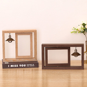 Rotate Photo Frame Office Picture Hanging Frames Modern Wooden Tabletop Holder Decor Lovers Home - Product Image 3