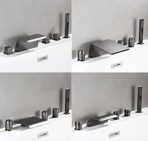 Ensemble de robinets de douche HOMEDEC 5 pièces, robinet de baignoire à montage sur pont avec <span class=keywords><strong>douchette</strong></span> <span class=keywords><strong>extractible</strong></span> - Product Image 4