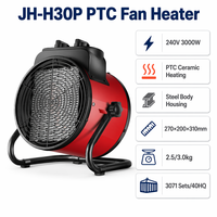 Élément Chauffant Ventilateur Convecteur PTC 220-240V 3000W Portable pour Ventilation Intérieure Hiver Salle de Bain/Salon Chauffage Rapide Métal Bureau UK