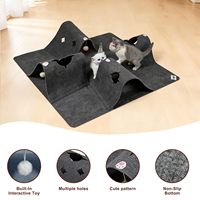Tapis de jeu pour chat en feutre de laine réglable, moderne, durable, écologique, pliable, tunnel multi-trous, tapis interactif, jouet d'activité pour chaton