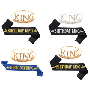 Decorazioni per festa di compleanno corona re di compleanno e fascia a fascia fascia cerimoniale supporto personalizzato
