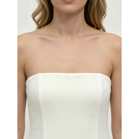 Robe mini blanche sans bretelles, couleur unie, style évasé, pour les fêtes et le quotidien