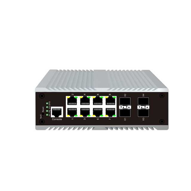 CF FIBERLINK L3 Managed Industrial Ethernet Network Switch 12-Port 10G Uplink 8/RJ45 4x10G SFP Active SNMP QoS Functions POE